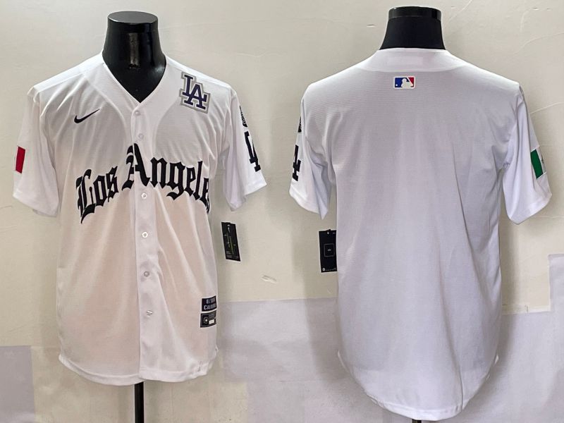 Men Los Angeles Dodgers Blank White Five generations Joint Name 2025 Nike MLB Jersey style 6->los angeles dodgers->MLB Jersey